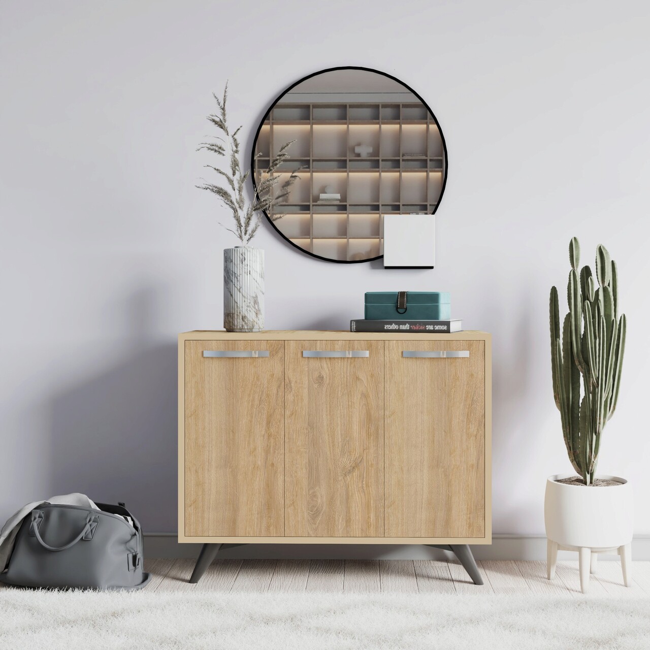 Dulap multifunctional, Hanah Home, Piffa, 100x82x35 cm, Stejar - imagine 6